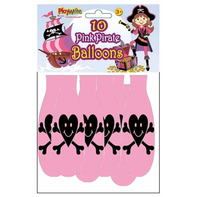 10 Pink Pirate Latex Balloons