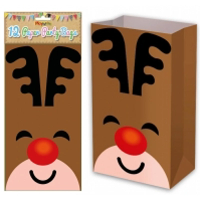 12 Reindeer Paper Bags
