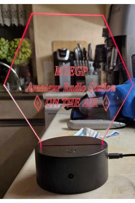 Edge lit LED Callsign display for the shack