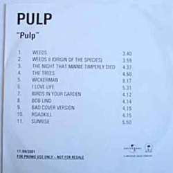Pulp - Pulp CD Promo