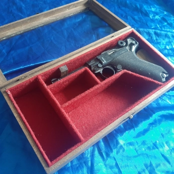 Wooden Glass lid display case for Luger po8 pistol