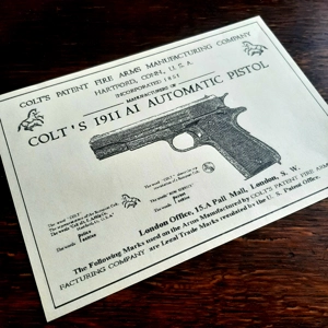 Colt 1911 A1 Gun Case Label