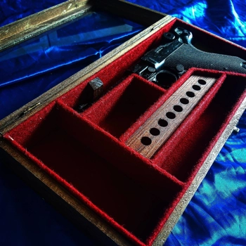 Wooden Glass lid display case for Luger po8 pistol