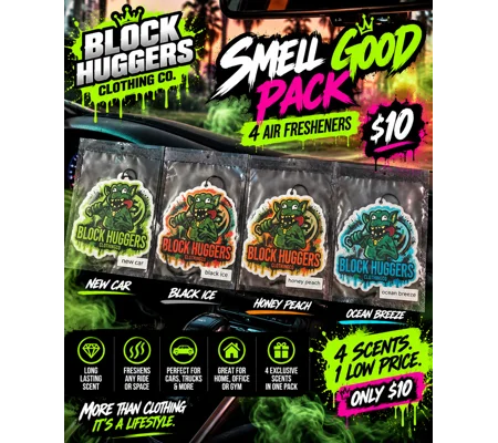Block Huggers Clothing Smell Good Pack 4 Air Fresheners