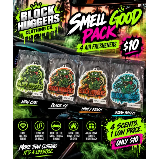 Block Huggers Clothing Smell Good Pack 4 Air Fresheners