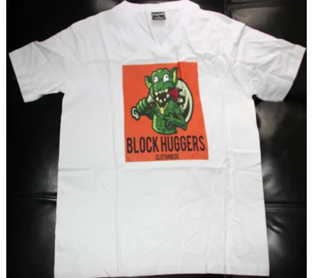 Block Huggers Clothing Bag Chasing Monster Tee White and Orange