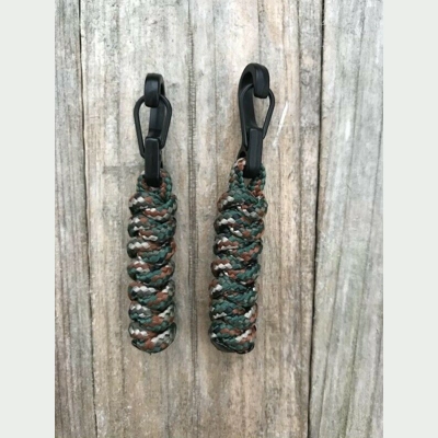 Army Green Camo Paracord Snake Knot 'Bivvy Zip Pulls' 1Pair
