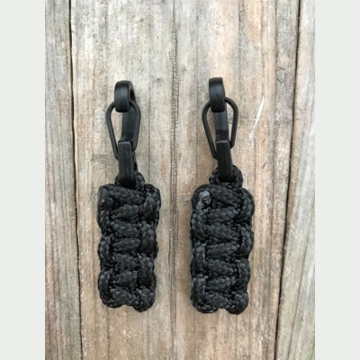 Black Handmade Paracord Cobra Weave 'Bivvy Zip Pulls' 1Pair