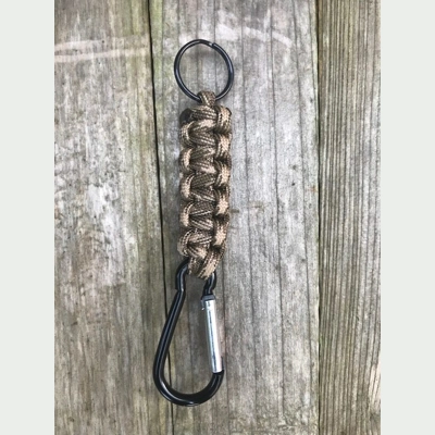 Desert Storm Camo Paracord 'Cobra Weave' Keychain Keyring Carabiner.