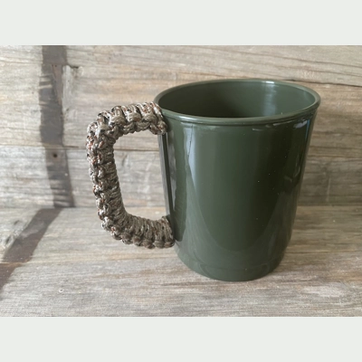 Desert Camo Paracord Cobra Wrapped Handle Carp Fishing Mug.