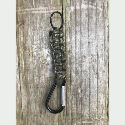 Forest Camo Paracord 'Cobra Weave' Keychain Keyring Carabiner.