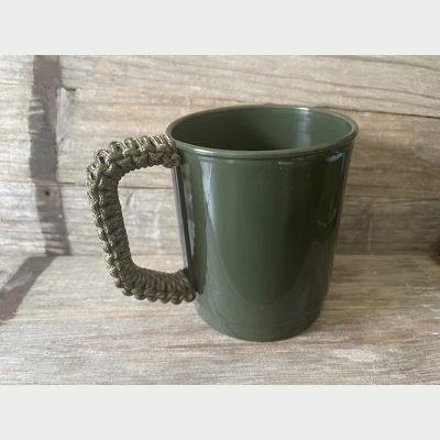 Forest Camo Paracord Cobra Wrapped Handle Carp Fishing Mug.