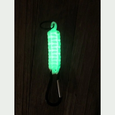 Glow In The Dark Paracord 'Cobra Weave' Keychain Keyring Carabiner.