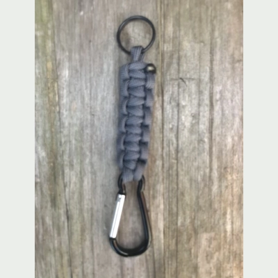 Graphite Paracord 'Cobra Weave' Keychain Keyring Carabiner.