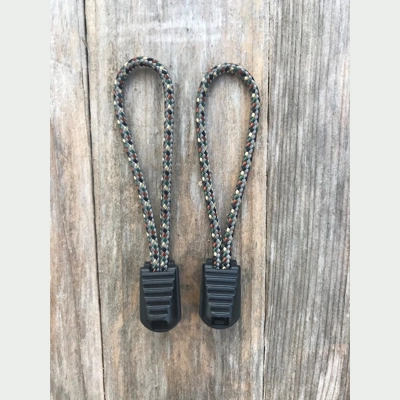 Gravel Camo 1 Pair Handmade 425 US Paracord 3" 'Bivvy Zip Pulls'