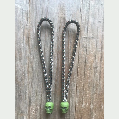 Gravel Camo 1 Pair Handmade Skull Paracord 3" 'Bivvy Zip Pulls'