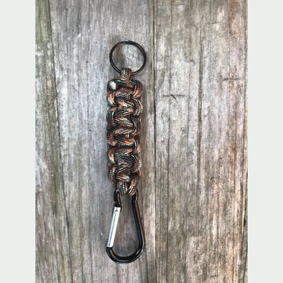 Hidden Camo Paracord 'Cobra Weave' Keychain Keyring Carabiner.
