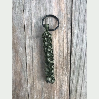 Moss & Black Stripes Paracord 'Snake Knot' Keychain Keyring Key Fob