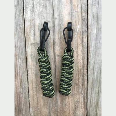 Moss & Black Stripe Paracord Snake Knot 'Bivvy Zip Pulls' 1Pair