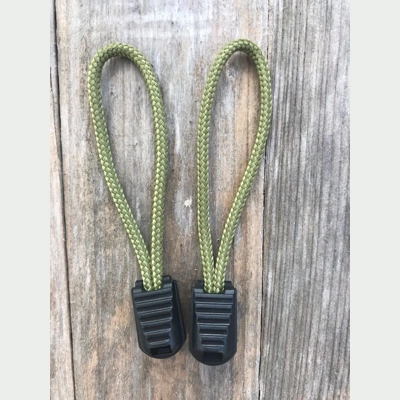 Moss 1 Pair Handmade 425 US Paracord 3" 'Bivvy Zip Pulls'