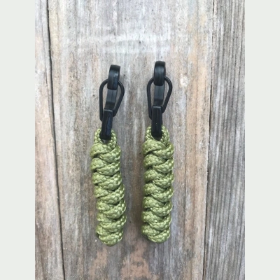 Moss Paracord Snake Knot 'Bivvy Zip Pulls' 1Pair