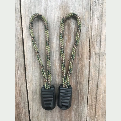 Multi Camo 1 Pair Handmade 425 US Paracord 3" 'Bivvy Zip Pulls'