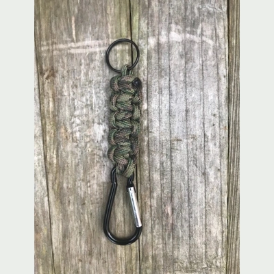 Multi Camo Paracord 'Cobra Weave' Keychain Keyring Carabiner.