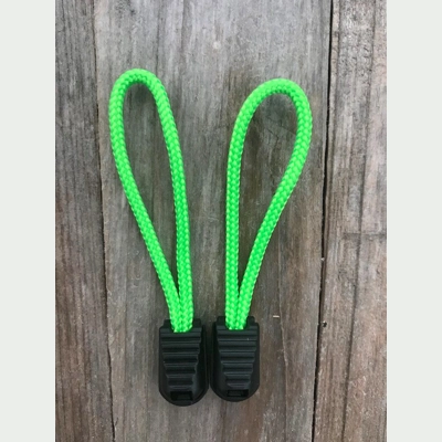 Neon Green 1 Pair Handmade 425 US Paracord 3" 'Bivvy Zip Pulls'