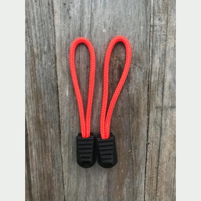 Neon Orange 1 Pair Handmade 425 US Paracord 3" 'Bivvy Zip Pulls'