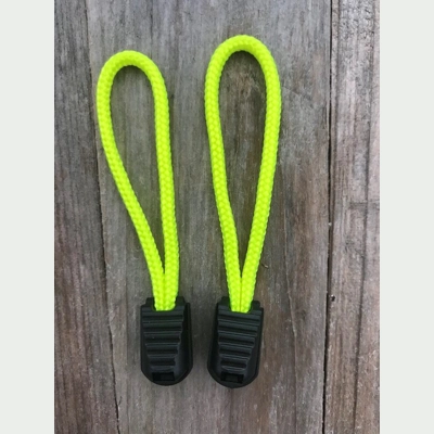 Neon Yellow 1 Pair Handmade 425 US Paracord 3" 'Bivvy Zip Pulls'