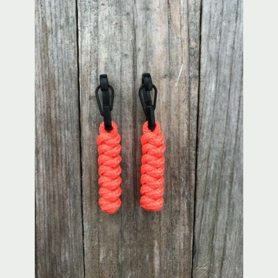 Neon Orange Paracord Snake Knot 'Bivvy Zip Pulls' 1Pair