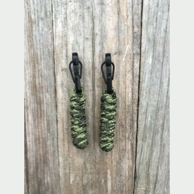 Olive Drab & Moss Paracord Snake Knot 'Bivvy Zip Pulls' 1Pair
