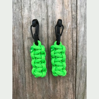 Neon Green Handmade Paracord Cobra Weave 'Bivvy Zip Pulls' 1Pair