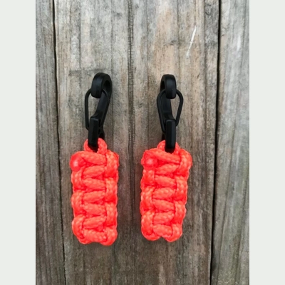 Neon Orange Handmade Paracord Cobra Weave 'Bivvy Zip Pulls' 1Pair