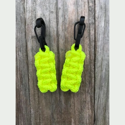Neon Yellow Handmade Paracord Cobra Weave 'Bivvy Zip Pulls' 1Pair