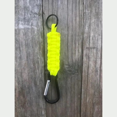 Neon Yellow Paracord 'Cobra Weave' Keychain Keyring Carabiner.