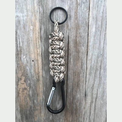 Sand Camo Paracord 'Cobra Weave' Keychain Keyring Carabiner.