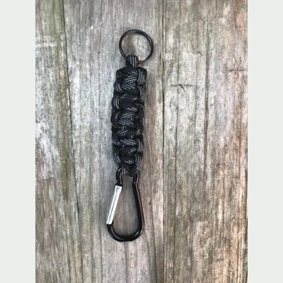 Touch of Grey Paracord 'Cobra Weave' Keychain Keyring Carabiner.