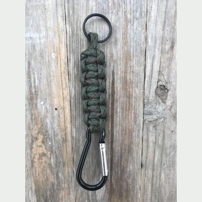 Wetland Camo Paracord 'Cobra Weave' Keychain Keyring Carabiner.