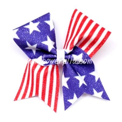 American Flag 4th of July Cheer Bow