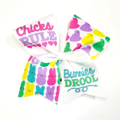 Chicks Rule Bunnies Drool Easter Bow