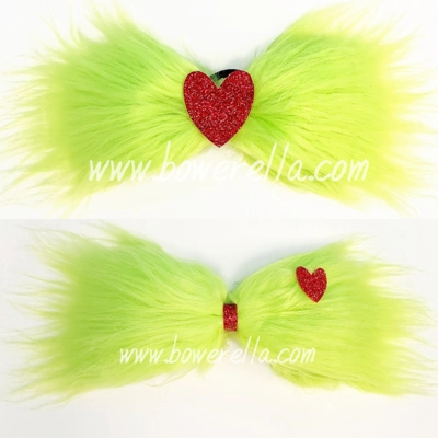 Grinch Heart Christmas Bow