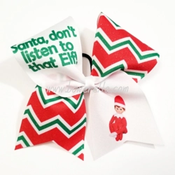 Santa Don't Listen to that Elf Christmas Cheer Bow