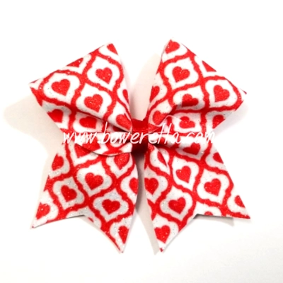 Heart Quatrefoil Valentine Cheer Bow