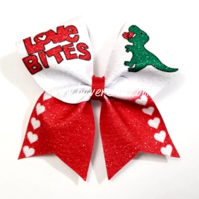 Love Bites Dinosaur Valentine Cheer Bow
