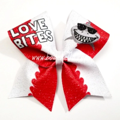 Love Bites Shark Valentine Cheer Bow
