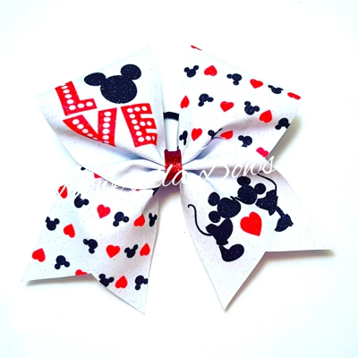 Mouse Love Valentine Cheer Bow