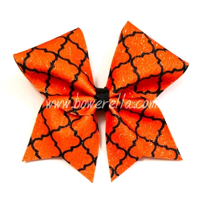 Orange Quatrefoil Halloween Bow