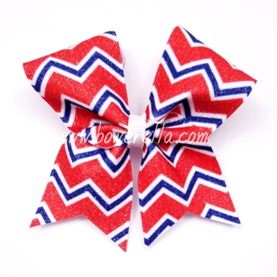 Patriotic Chevron 4th of July Cheer Bow