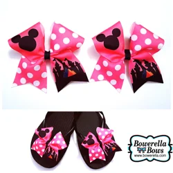 Pink Polka Dot Flip Flop Bow Set